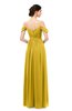 ColsBM Elwyn Lemon Curry Bridesmaid Dresses Floor Length Pleated V-neck Romantic Backless A-line