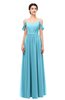 ColsBM Elwyn Light Blue Bridesmaid Dresses Floor Length Pleated V-neck Romantic Backless A-line