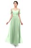 ColsBM Elwyn Light Green Bridesmaid Dresses Floor Length Pleated V-neck Romantic Backless A-line