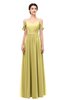 ColsBM Elwyn Misted Yellow Bridesmaid Dresses Floor Length Pleated V-neck Romantic Backless A-line