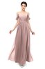 ColsBM Elwyn Nectar Pink Bridesmaid Dresses Floor Length Pleated V-neck Romantic Backless A-line