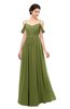 ColsBM Elwyn Olive Green Bridesmaid Dresses Floor Length Pleated V-neck Romantic Backless A-line