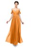 ColsBM Elwyn Orange Bridesmaid Dresses Floor Length Pleated V-neck Romantic Backless A-line