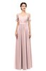 ColsBM Elwyn Pastel Pink Bridesmaid Dresses Floor Length Pleated V-neck Romantic Backless A-line