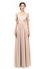 ColsBM Elwyn Peach Puree Bridesmaid Dresses Floor Length Pleated V-neck Romantic Backless A-line