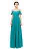 ColsBM Elwyn Peacock Blue Bridesmaid Dresses Floor Length Pleated V-neck Romantic Backless A-line