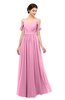 ColsBM Elwyn Pink Bridesmaid Dresses Floor Length Pleated V-neck Romantic Backless A-line
