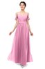 ColsBM Elwyn Pink Bridesmaid Dresses Floor Length Pleated V-neck Romantic Backless A-line