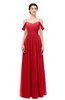 ColsBM Elwyn Red Bridesmaid Dresses Floor Length Pleated V-neck Romantic Backless A-line