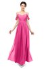 ColsBM Elwyn Rose Pink Bridesmaid Dresses Floor Length Pleated V-neck Romantic Backless A-line