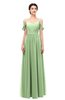 ColsBM Elwyn Sage Green Bridesmaid Dresses Floor Length Pleated V-neck Romantic Backless A-line