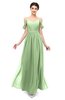 ColsBM Elwyn Sage Green Bridesmaid Dresses Floor Length Pleated V-neck Romantic Backless A-line