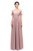 ColsBM Elwyn Silver Pink Bridesmaid Dresses Floor Length Pleated V-neck Romantic Backless A-line