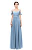 ColsBM Elwyn Sky Blue Bridesmaid Dresses Floor Length Pleated V-neck Romantic Backless A-line