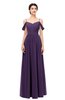 ColsBM Elwyn Violet Bridesmaid Dresses Floor Length Pleated V-neck Romantic Backless A-line