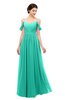 ColsBM Elwyn Viridian Green Bridesmaid Dresses Floor Length Pleated V-neck Romantic Backless A-line
