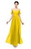 ColsBM Elwyn Yellow Bridesmaid Dresses Floor Length Pleated V-neck Romantic Backless A-line