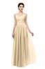 ColsBM Bryn Apricot Gelato Bridesmaid Dresses Floor Length Sash Sleeveless Simple A-line Criss-cross Straps
