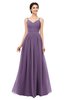 ColsBM Bryn Chinese Violet Bridesmaid Dresses Floor Length Sash Sleeveless Simple A-line Criss-cross Straps