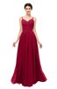 ColsBM Bryn Dark Red Bridesmaid Dresses Floor Length Sash Sleeveless Simple A-line Criss-cross Straps