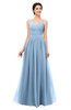 ColsBM Bryn Dusty Blue Bridesmaid Dresses Floor Length Sash Sleeveless Simple A-line Criss-cross Straps