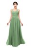 ColsBM Bryn Fair Green Bridesmaid Dresses Floor Length Sash Sleeveless Simple A-line Criss-cross Straps
