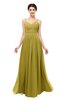 ColsBM Bryn Golden Olive Bridesmaid Dresses Floor Length Sash Sleeveless Simple A-line Criss-cross Straps