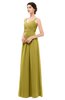 ColsBM Bryn Golden Olive Bridesmaid Dresses Floor Length Sash Sleeveless Simple A-line Criss-cross Straps