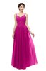 ColsBM Bryn Hot Pink Bridesmaid Dresses Floor Length Sash Sleeveless Simple A-line Criss-cross Straps