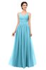 ColsBM Bryn Light Blue Bridesmaid Dresses Floor Length Sash Sleeveless Simple A-line Criss-cross Straps