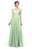 ColsBM Bryn Light Green Bridesmaid Dresses Floor Length Sash Sleeveless Simple A-line Criss-cross Straps