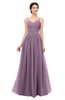 ColsBM Bryn Mauve Bridesmaid Dresses Floor Length Sash Sleeveless Simple A-line Criss-cross Straps