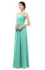 ColsBM Bryn Mint Green Bridesmaid Dresses Floor Length Sash Sleeveless Simple A-line Criss-cross Straps