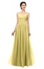 ColsBM Bryn Misted Yellow Bridesmaid Dresses Floor Length Sash Sleeveless Simple A-line Criss-cross Straps