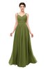 ColsBM Bryn Olive Green Bridesmaid Dresses Floor Length Sash Sleeveless Simple A-line Criss-cross Straps