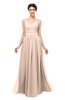 ColsBM Bryn Peach Puree Bridesmaid Dresses Floor Length Sash Sleeveless Simple A-line Criss-cross Straps
