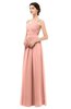 ColsBM Bryn Peach Bridesmaid Dresses Floor Length Sash Sleeveless Simple A-line Criss-cross Straps