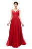 ColsBM Bryn Red Bridesmaid Dresses Floor Length Sash Sleeveless Simple A-line Criss-cross Straps