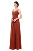 ColsBM Bryn Rust Bridesmaid Dresses Floor Length Sash Sleeveless Simple A-line Criss-cross Straps