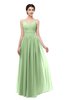 ColsBM Bryn Sage Green Bridesmaid Dresses Floor Length Sash Sleeveless Simple A-line Criss-cross Straps