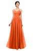 ColsBM Bryn Tangerine Bridesmaid Dresses Floor Length Sash Sleeveless Simple A-line Criss-cross Straps