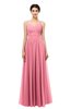 ColsBM Bryn Watermelon Bridesmaid Dresses Floor Length Sash Sleeveless Simple A-line Criss-cross Straps