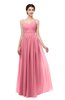 ColsBM Bryn Watermelon Bridesmaid Dresses Floor Length Sash Sleeveless Simple A-line Criss-cross Straps