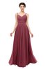 ColsBM Bryn Wine Bridesmaid Dresses Floor Length Sash Sleeveless Simple A-line Criss-cross Straps