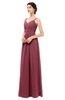 ColsBM Bryn Wine Bridesmaid Dresses Floor Length Sash Sleeveless Simple A-line Criss-cross Straps