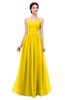 ColsBM Bryn Yellow Bridesmaid Dresses Floor Length Sash Sleeveless Simple A-line Criss-cross Straps
