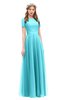 ColsBM Morgan Blue Radiance Bridesmaid Dresses Zip up A-line Traditional Sash Bateau Short Sleeve