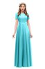 ColsBM Morgan Blue Radiance Bridesmaid Dresses Zip up A-line Traditional Sash Bateau Short Sleeve