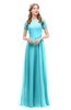 ColsBM Morgan Blue Radiance Bridesmaid Dresses Zip up A-line Traditional Sash Bateau Short Sleeve