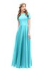 ColsBM Morgan Blue Radiance Bridesmaid Dresses Zip up A-line Traditional Sash Bateau Short Sleeve
